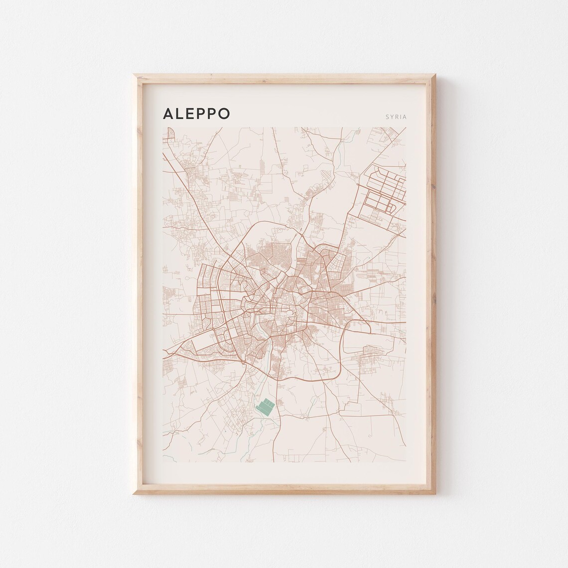 Aleppo Map Poster Print Wall Art Syria Travel Gift Scandi