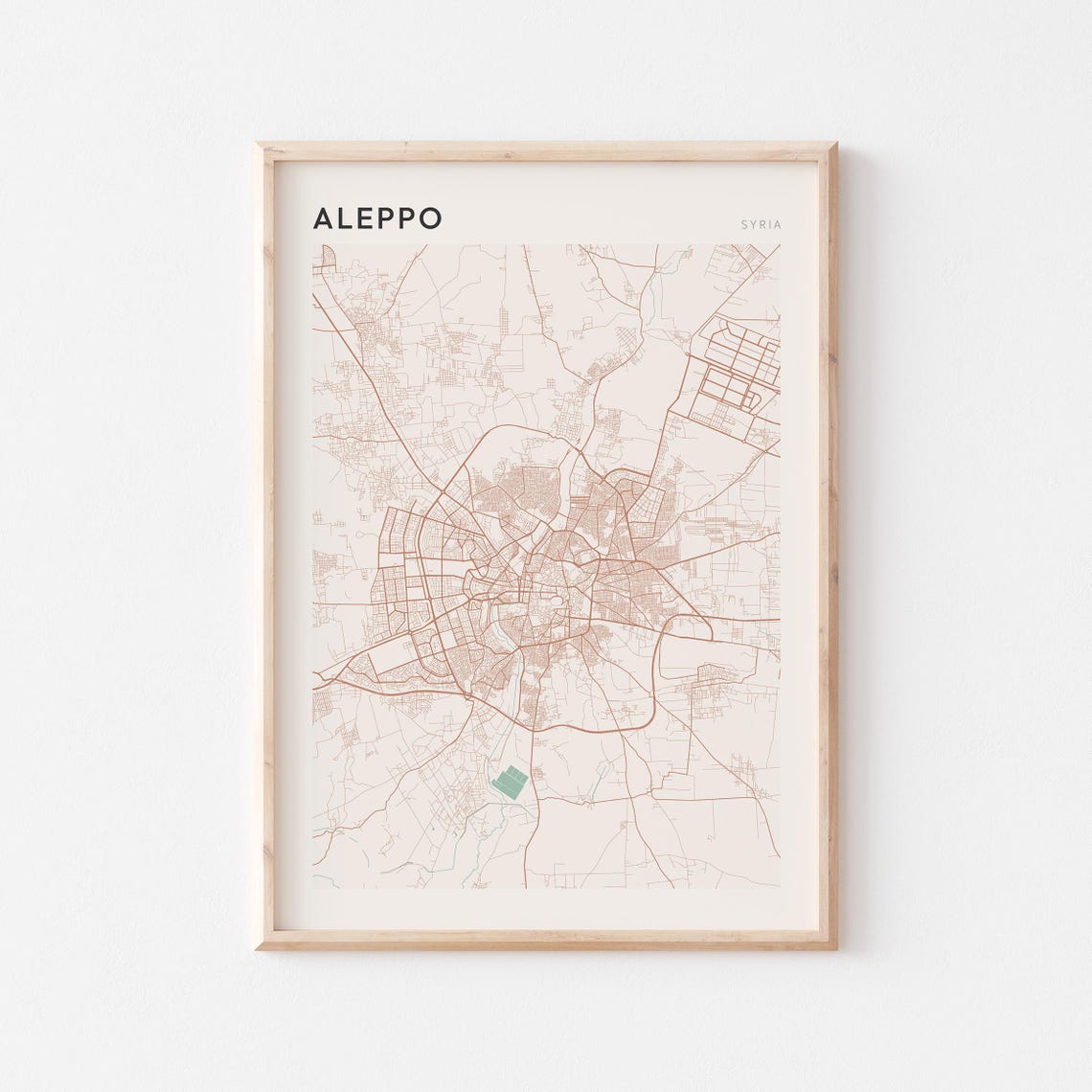 Aleppo Syria City Map Poster Minimalist Scandi Style Travel Decor Gift
