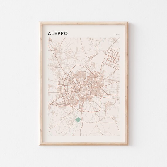 Aleppo Map Poster Print Wall Art Syria Travel Gift Scandi