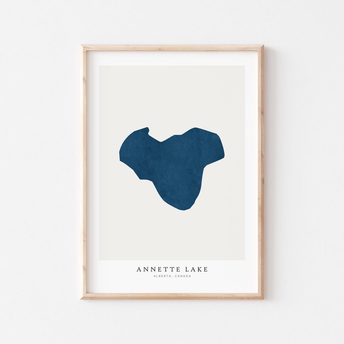 Annette Lake Alberta Canada Navy Minimalist Lake Map Art Poster