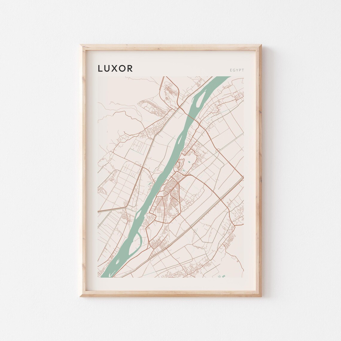 Luxor Map Poster Print Wall Art Egypt Travel Gift Minimalist