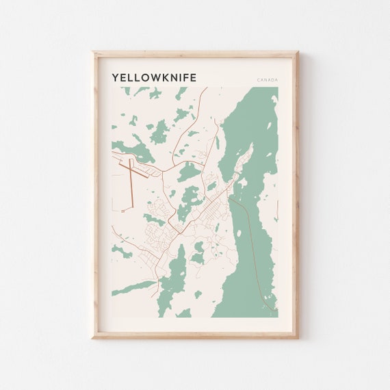 Yellowknife Map Poster, Canada Travel Poster