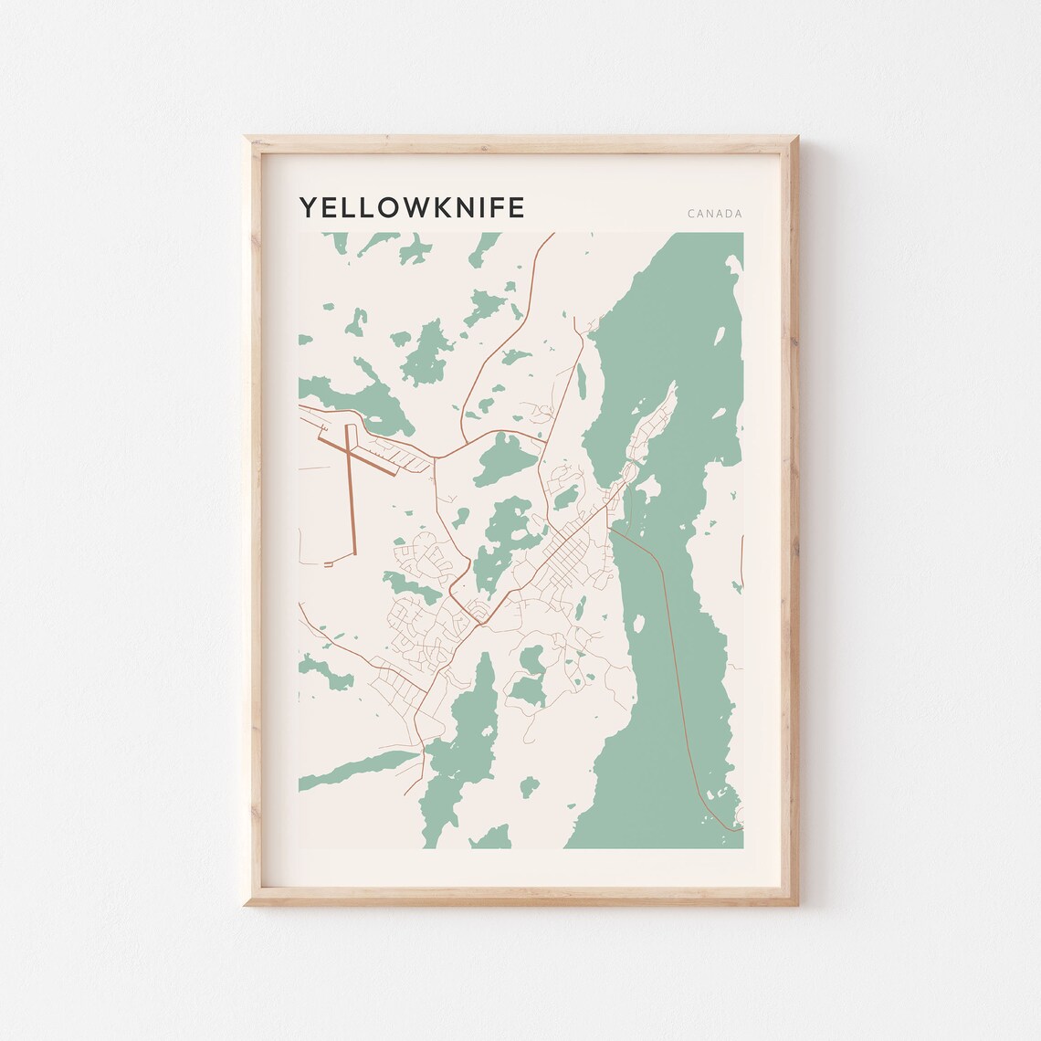 Yellowknife Map Poster, Canada Travel Poster