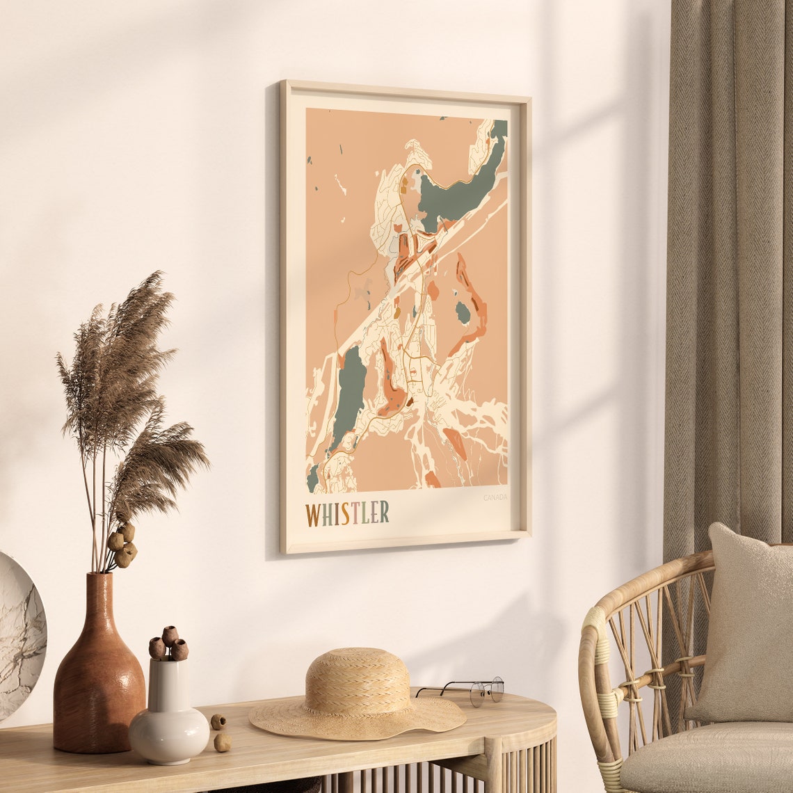 Whistler Canada Terracotta Modern City Map Art Deco Stylish Poster - Image 3