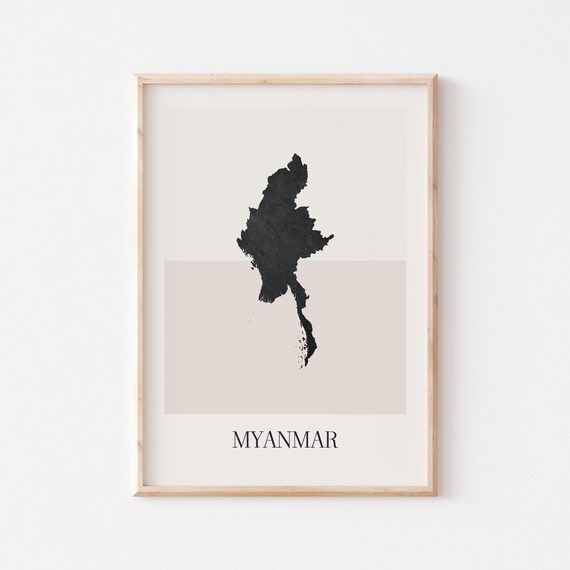 Myanmar Map Poster Print Minimalist Boho Wall Art Decor For Home Or Gift
