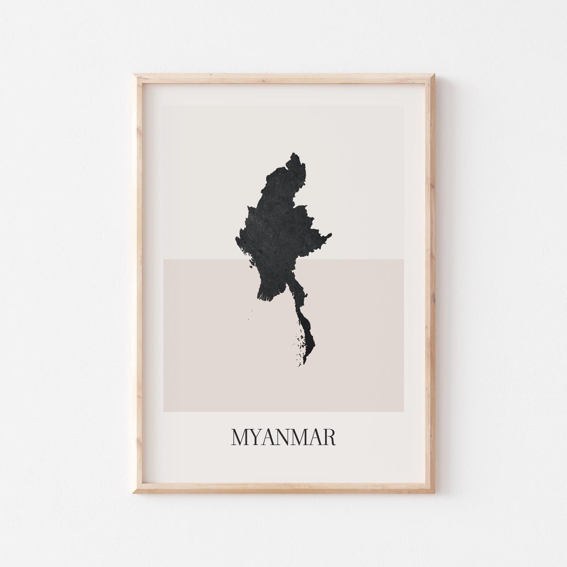 Myanmar Country Black Ink Map Silhouette Minimalist Art Poster