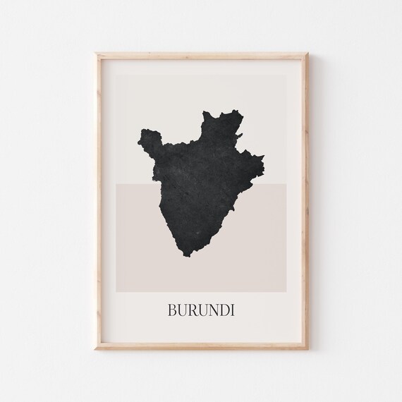 Burundi Boho Minimalist Black Country Silhouette Map Art Poster