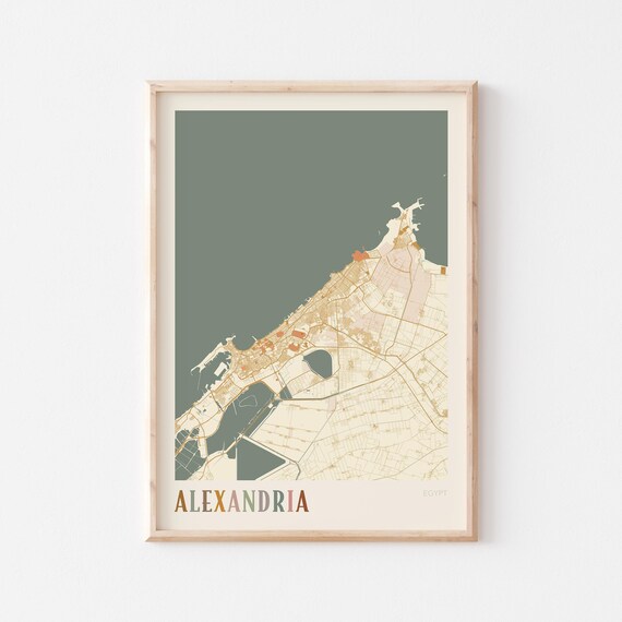 Alexandria Map Poster Print Wall Art Egypt Travel Gift Boho Decor