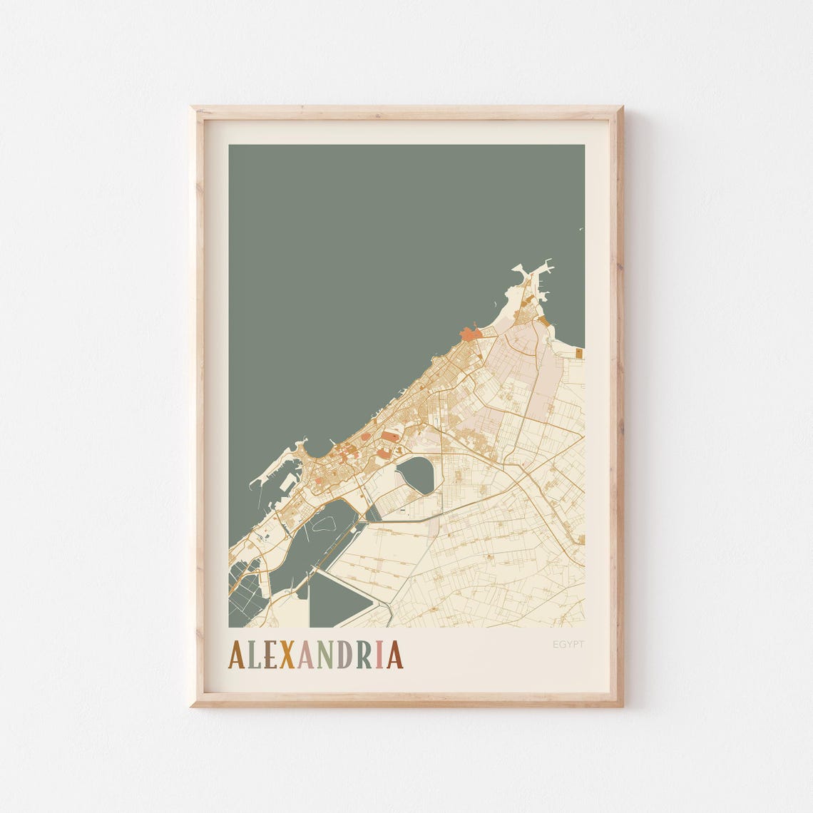 Alexandria Egypt City Map Boho Travel Gift Home Decor Wall Poster