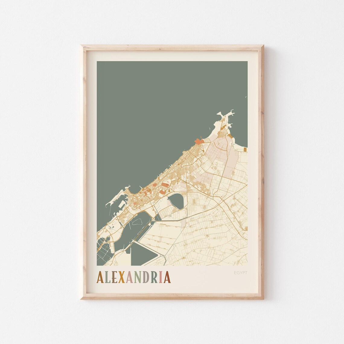 Alexandria Map Poster Print Wall Art Egypt Travel Gift Boho Decor