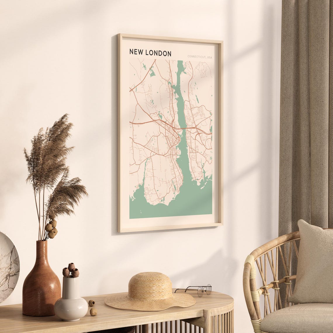 New London Map Poster New London Print New London Poster New London Wall Art Connecticut Travel Gift Farmhouse Wall Decor Office Art - Image 3