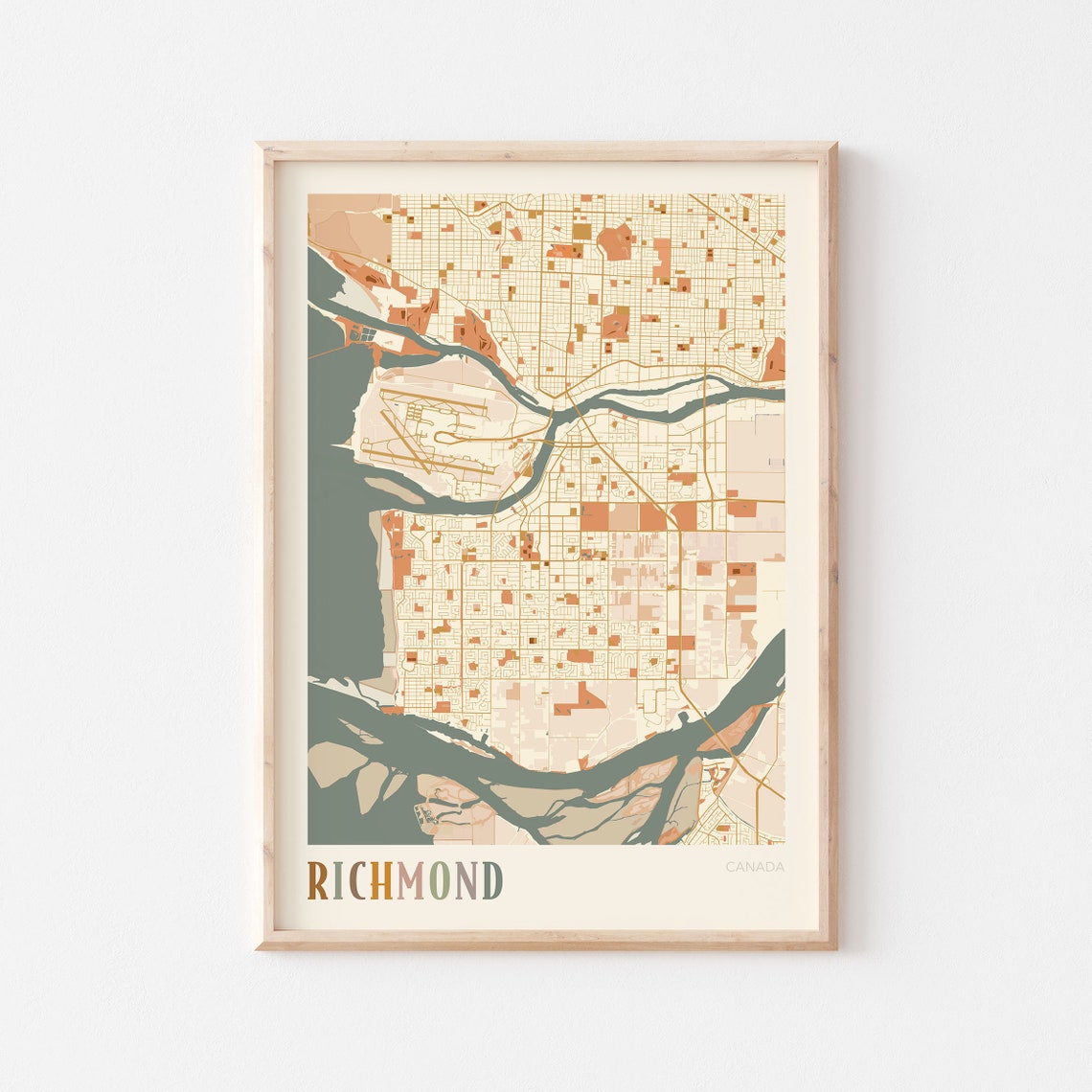 Richmond Canada Boho Colorful Street Map City Art Poster Home Decor