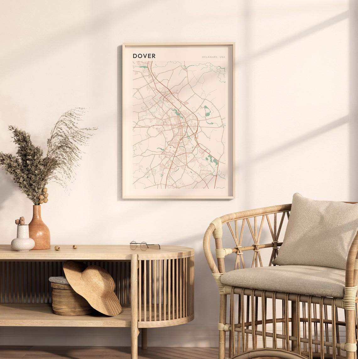 Dover Delaware Minimalist City Street Map Poster Boho Wall Decor - Image 2