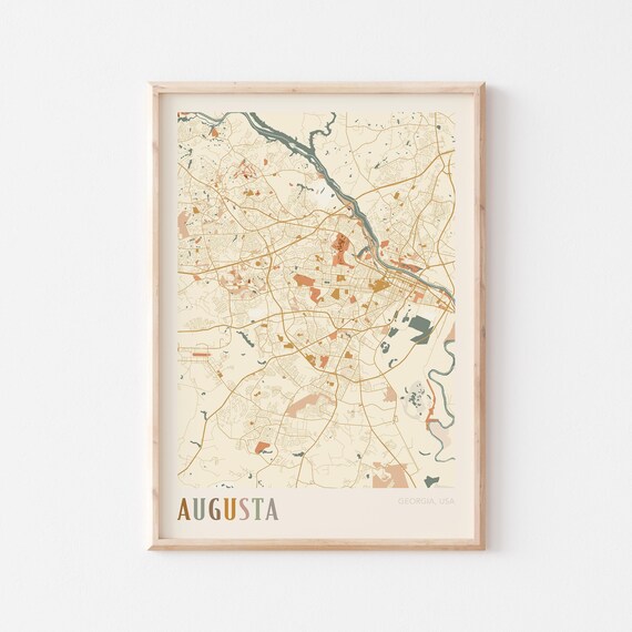 Augusta Georgia Colorful Modern Boho City Street Map Decor Poster