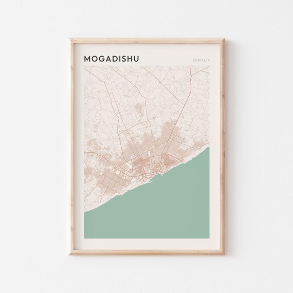Mogadishu Map Poster Print Wall Art Somalia Africa Travel Gift Minimalist