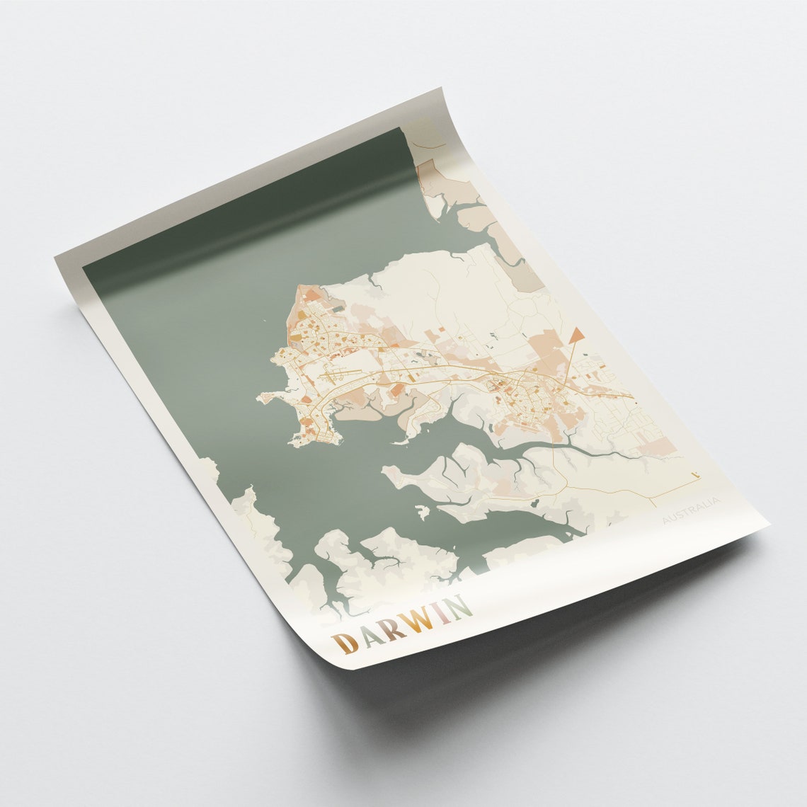 Darwin Australia Retro City Map Poster with Tropical Harbour - Image 2