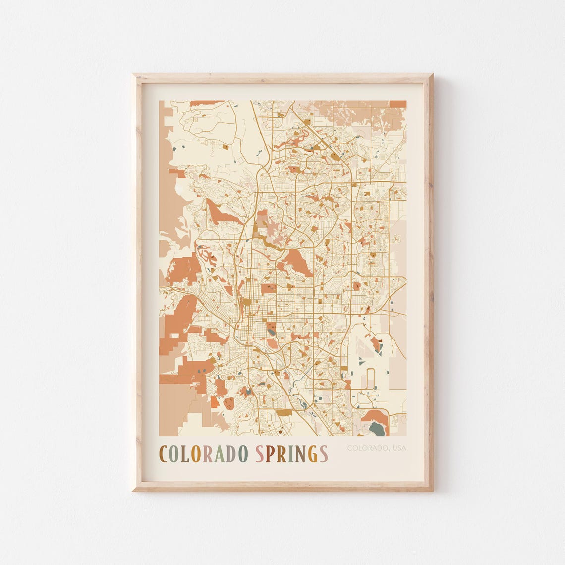 Colorado Springs Colorado Modern Block Style City Map Poster