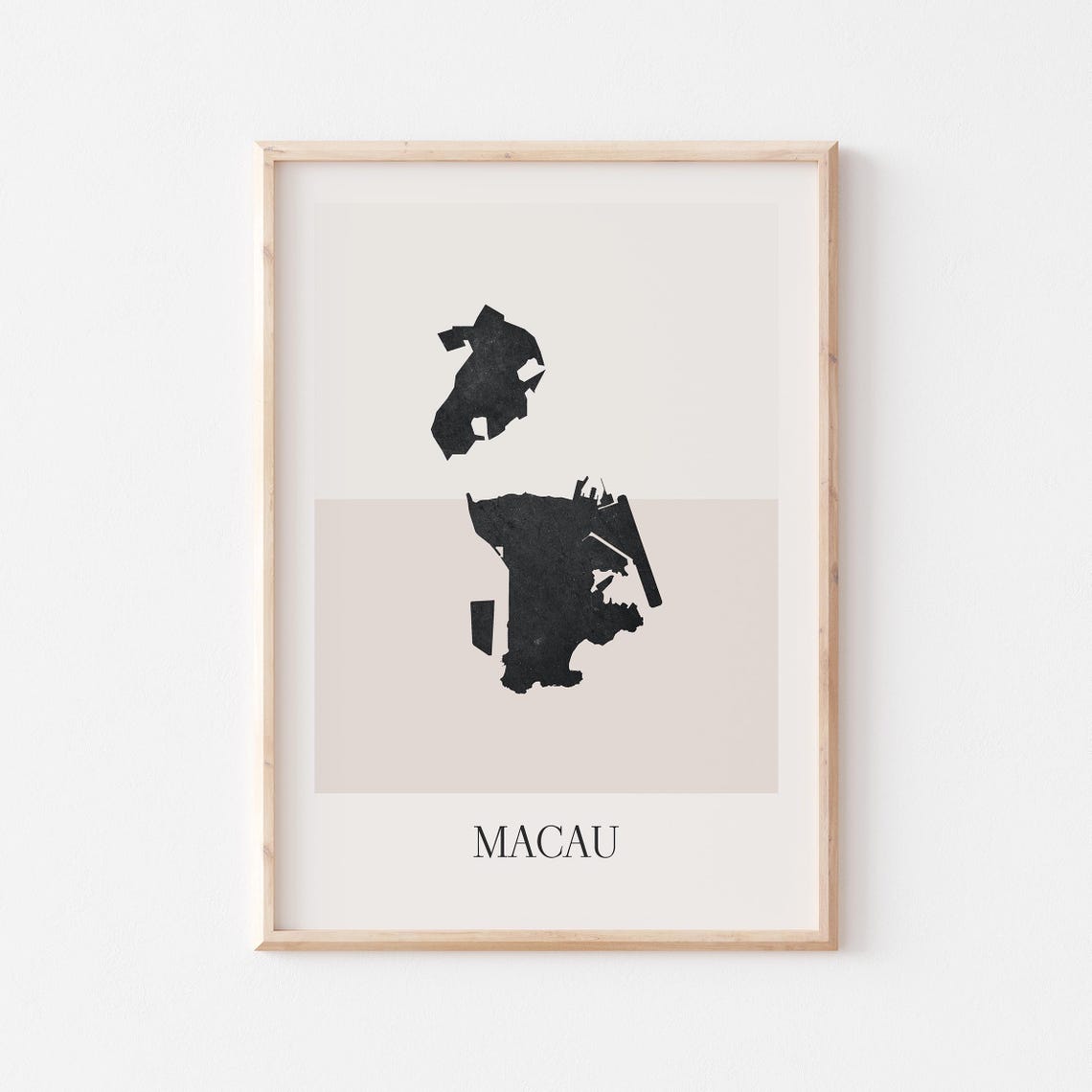 Macau Territory Black Ink Map Silhouette Minimalist Art Poster