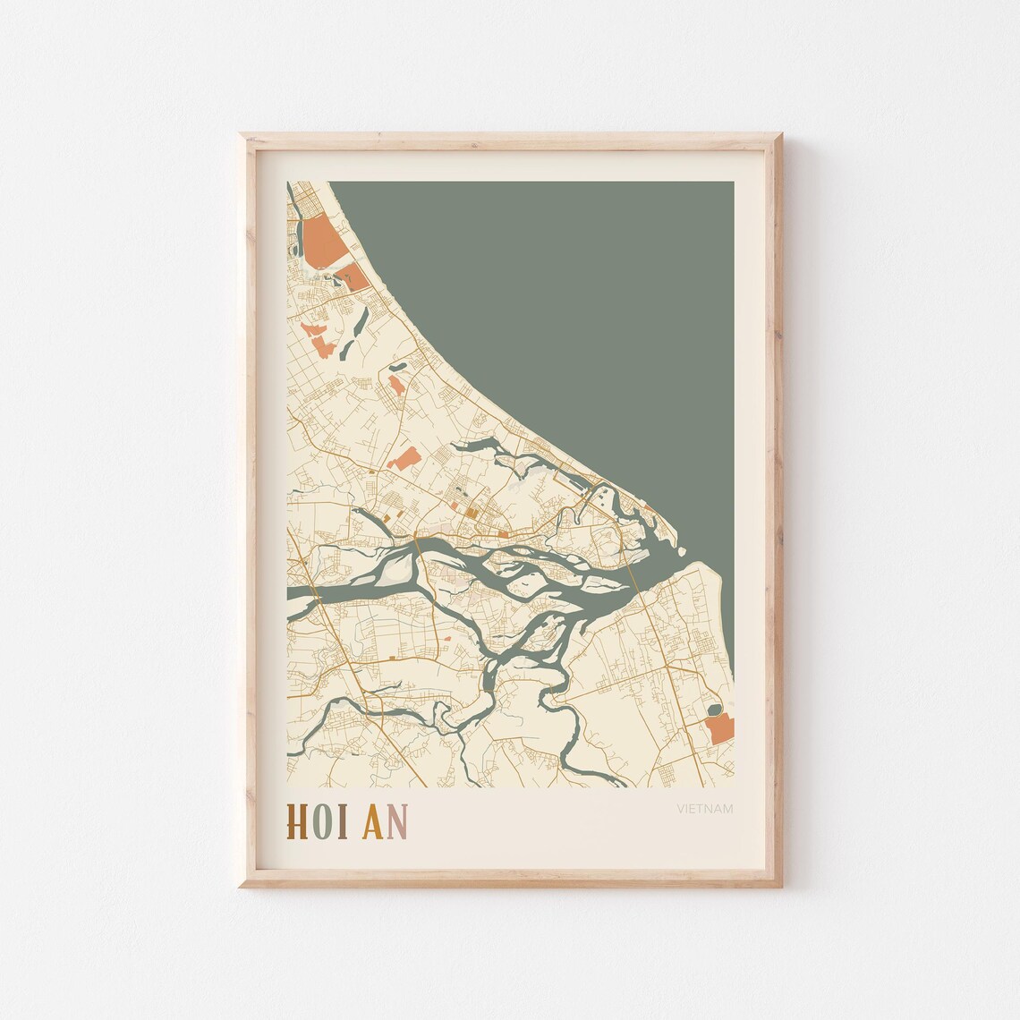 Hoi An Map Poster Print Wall Art Vietnam Travel Gift Boho