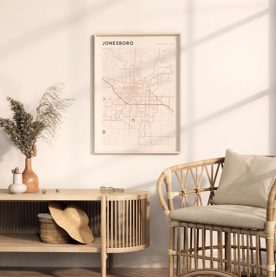 Jonesboro Arkansas Modern Minimalist Copper Street Map Decor Poster - Image 2
