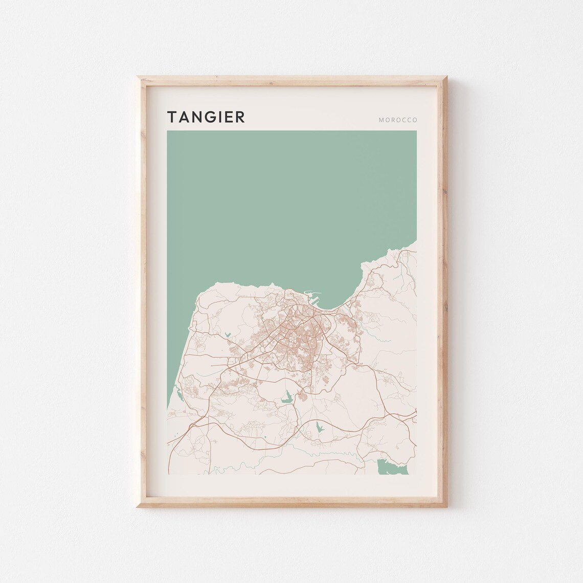 Tangier Map Poster Print Wall Art Morocco Africa Travel Gift Minimalist