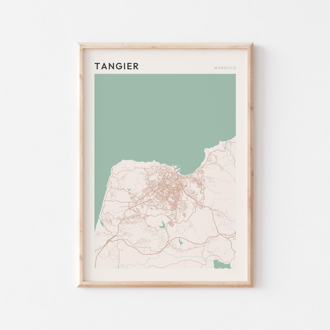 Tangier Morocco Africa Minimalist Coastal City Map Poster Decor