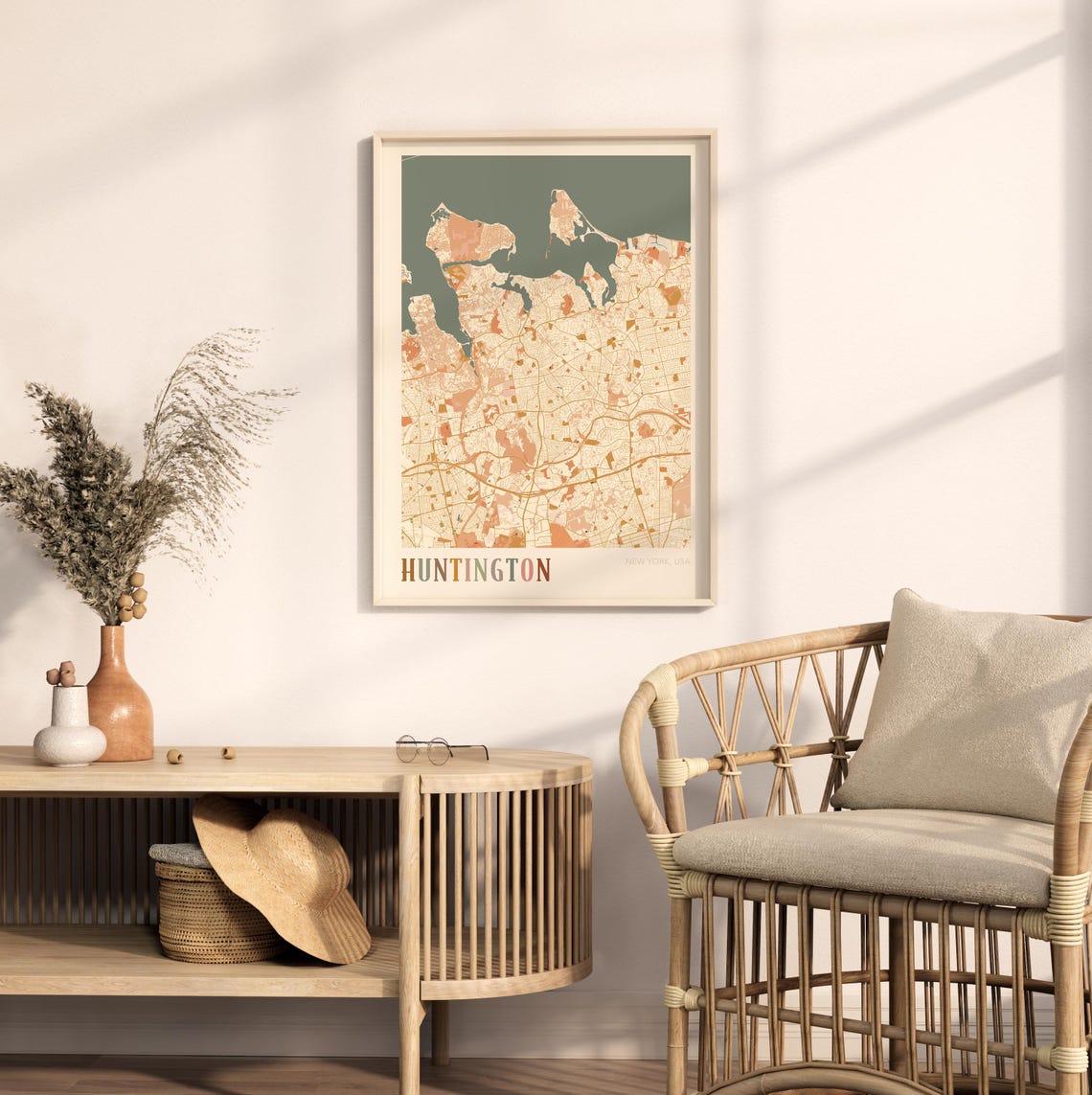 Huntington New York Long Island Vintage Boho Street Map Poster - Image 2