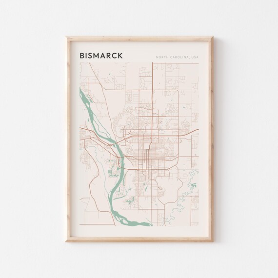 Bismarck North Carolina Minimalist Line Art Street Map Poster