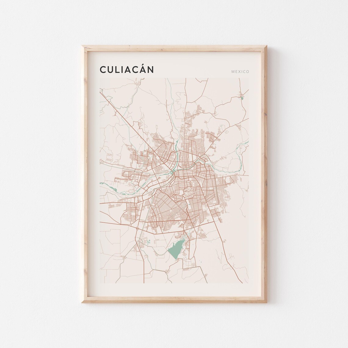 Culiacan Map Poster Print Wall Art Mexico Travel Gift Farmhouse Decor