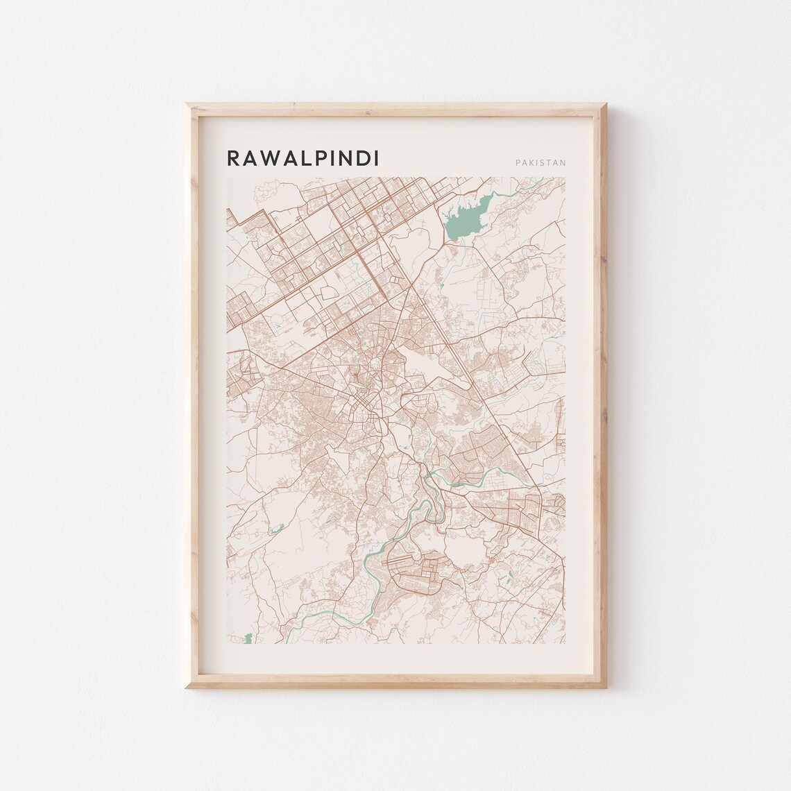 Rawalpindi Map Poster Print Wall Art Pakistan Travel Gift Scandi