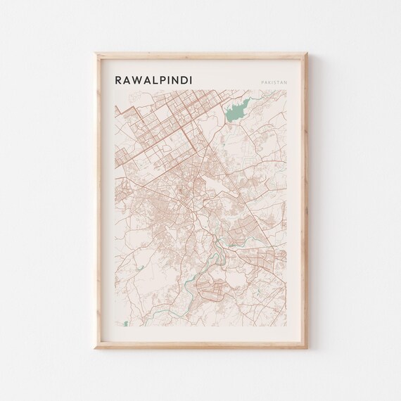 Rawalpindi Map Poster Print Wall Art Pakistan Travel Gift Scandi