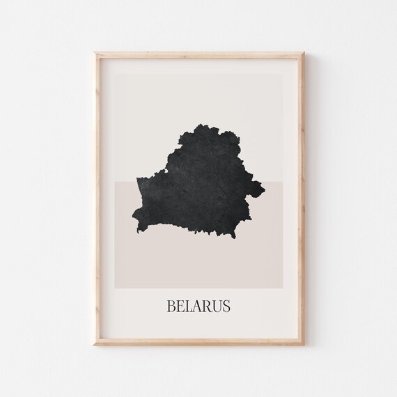Belarus Boho Minimalist Black Country Silhouette Map Art Poster