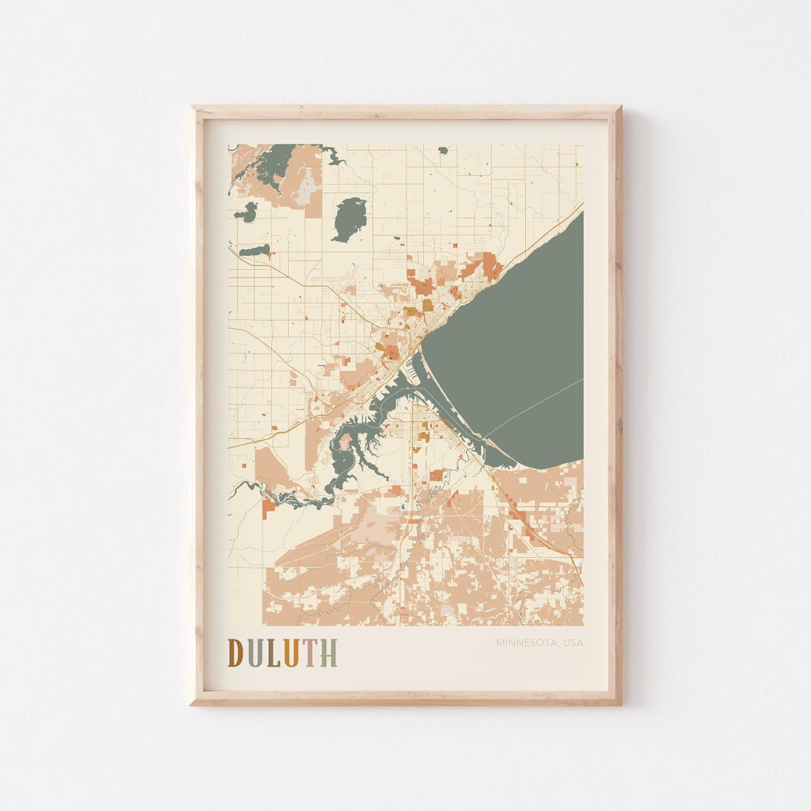 Duluth Minnesota Scandinavian Boho City Map Wall Decor Poster