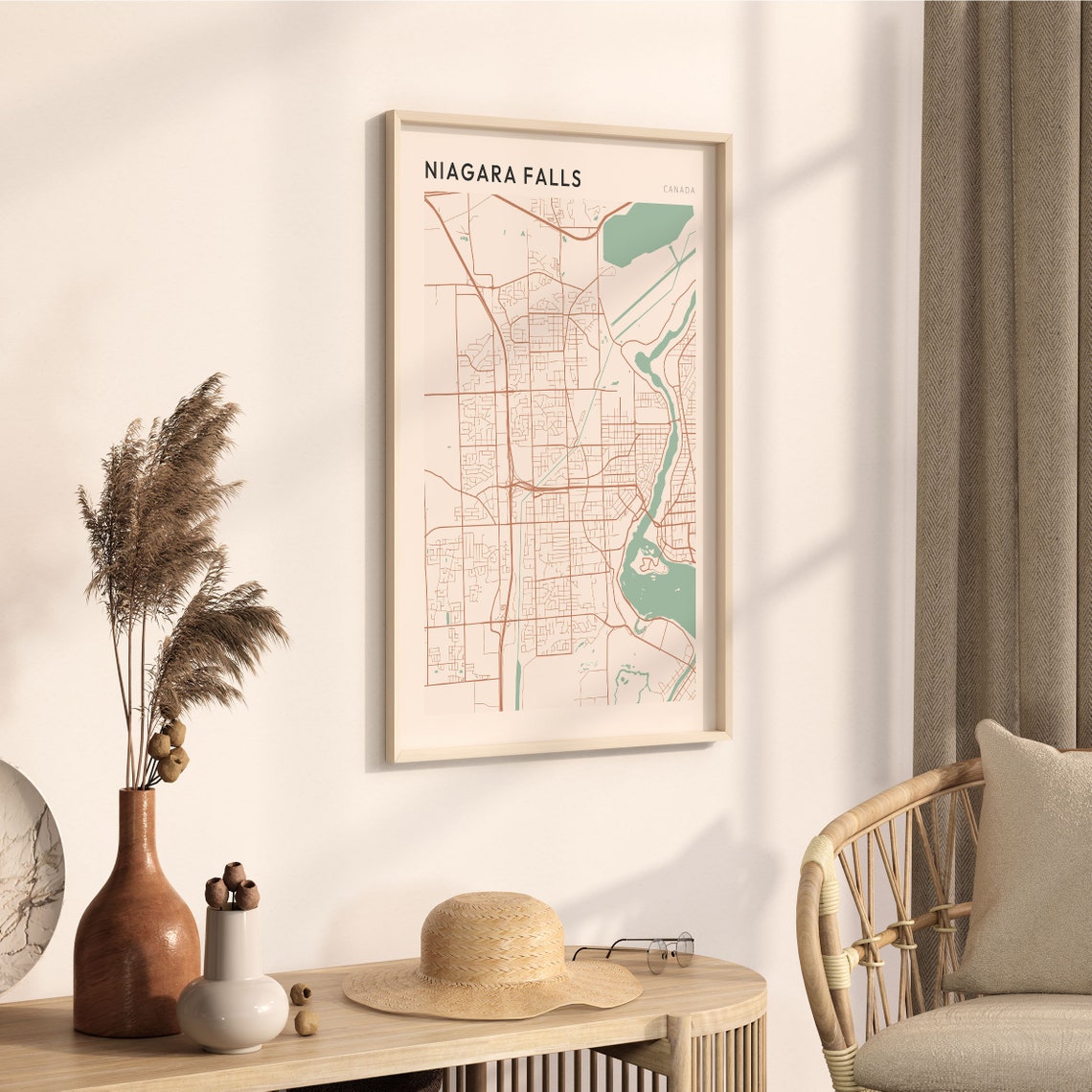 Niagara Falls Ontario Canada Modern Minimalist Riverside Map Poster - Image 3