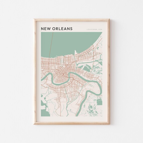 New Orleans Louisiana Modern Minimalist City Street Map Art Poster
