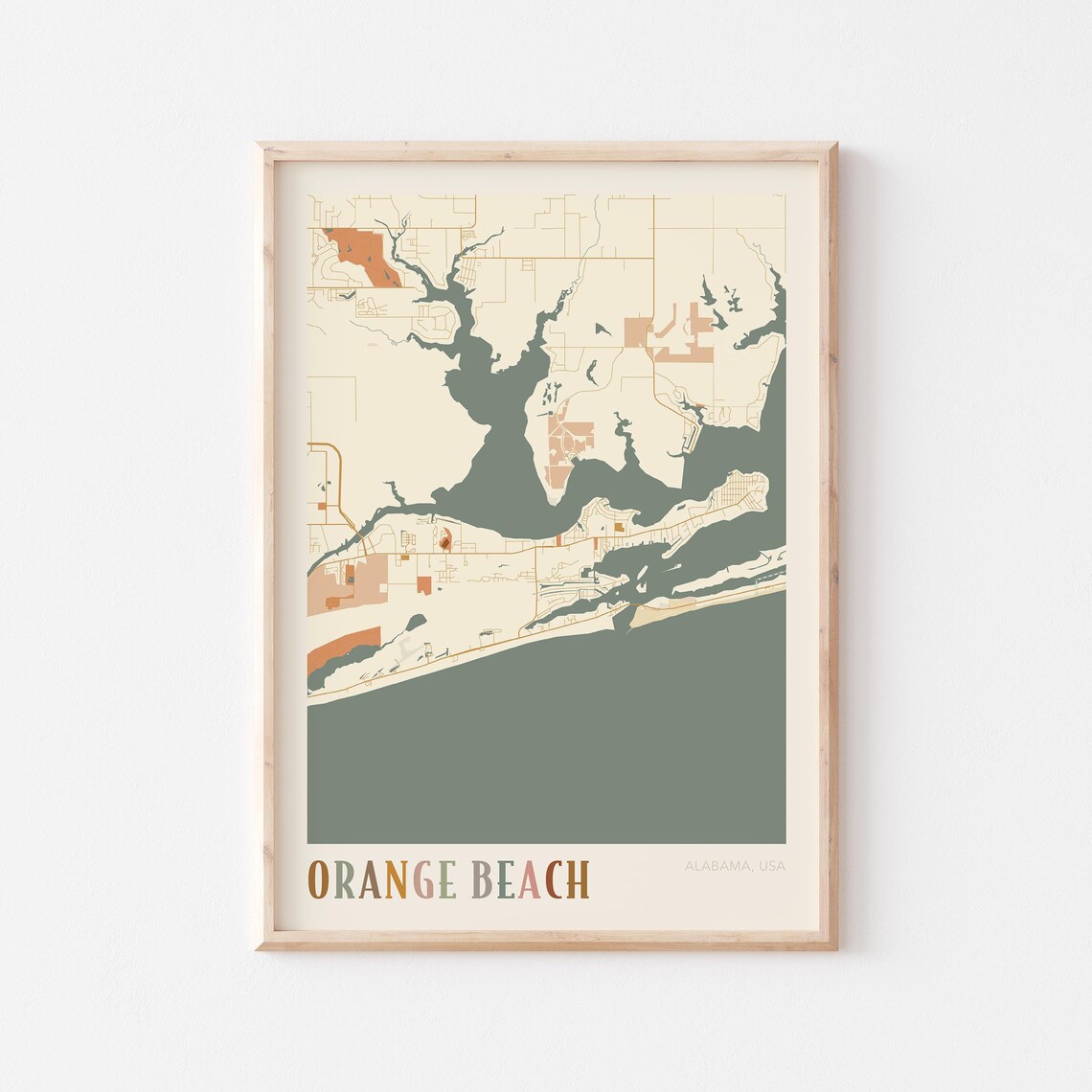 Orange Beach Map Poster, Alabama Travel Poster