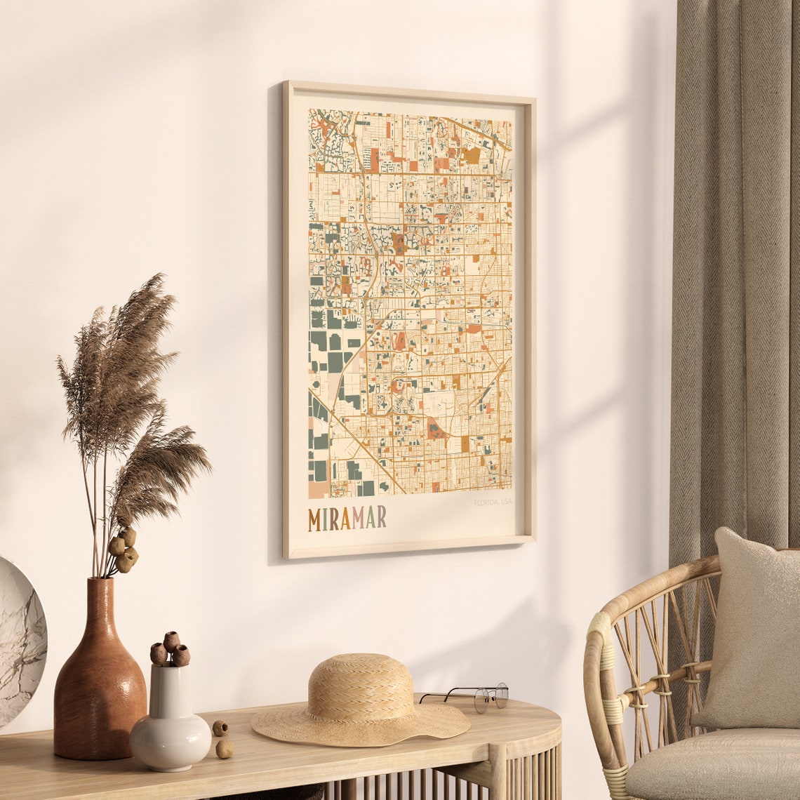 Miramar Florida City Map Poster Warm Retro Street Map Home Decor - Image 3