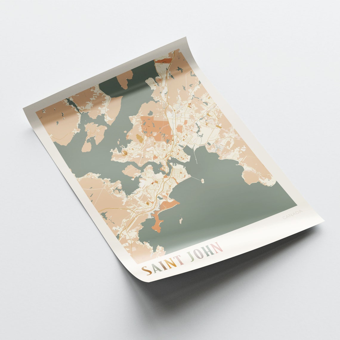Saint John Canada Minimalist Street Map Poster in Boho Neutral Tones - Image 2