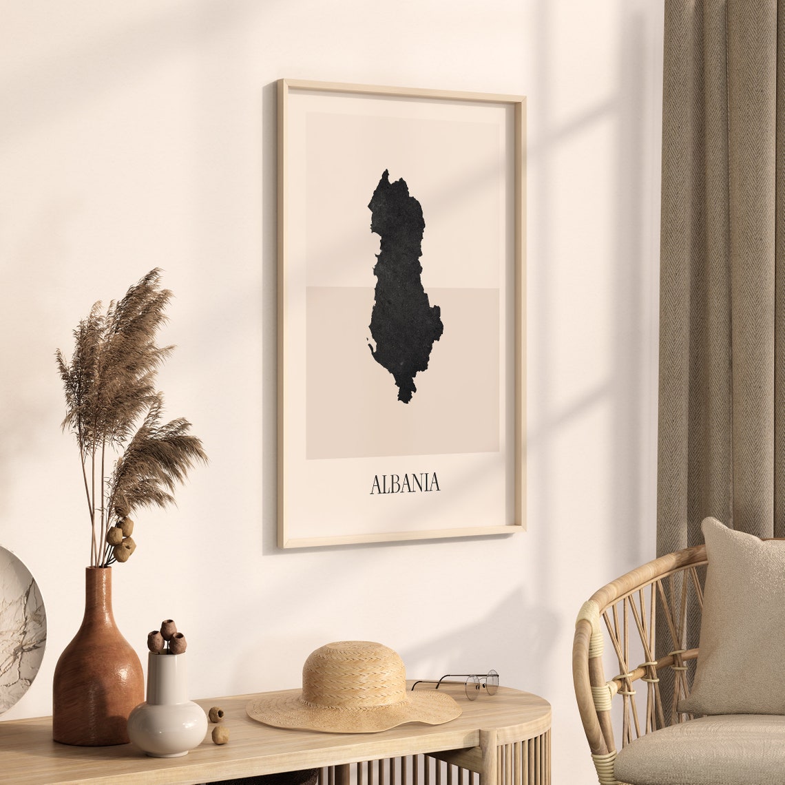 Albania Balkans Black Silhouette Minimalist Country Map Poster - Image 3