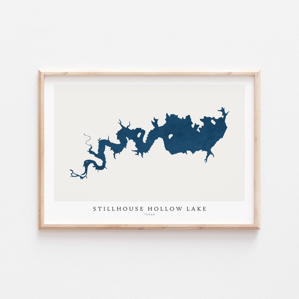 Stillhouse Hollow Lake Texas Map Art Navy Minimalist Outline Poster