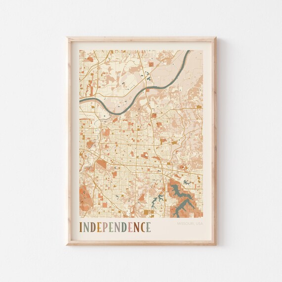 Independence Missouri Street Map Poster with Colorful Multicolor Typography