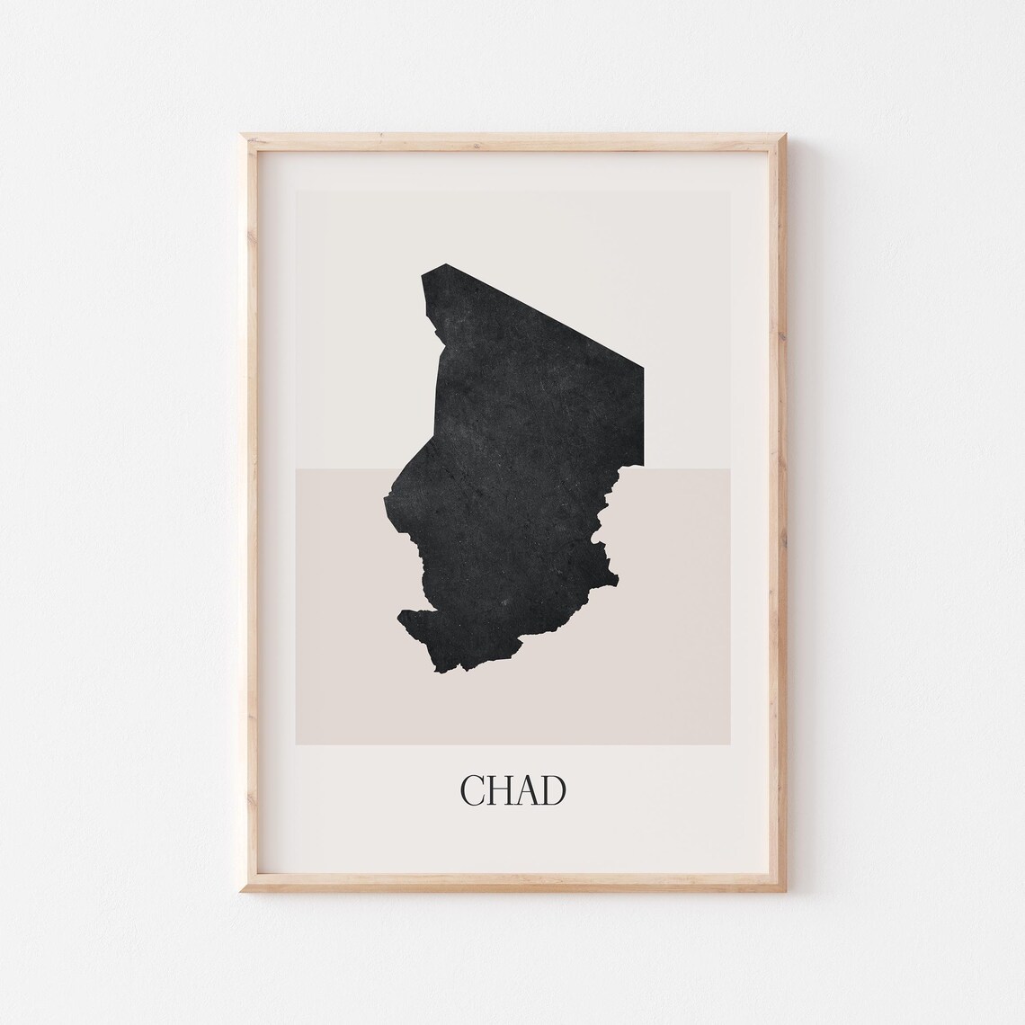 Chad Africa Country Map Silhouette Minimalist Black Art Poster for Home