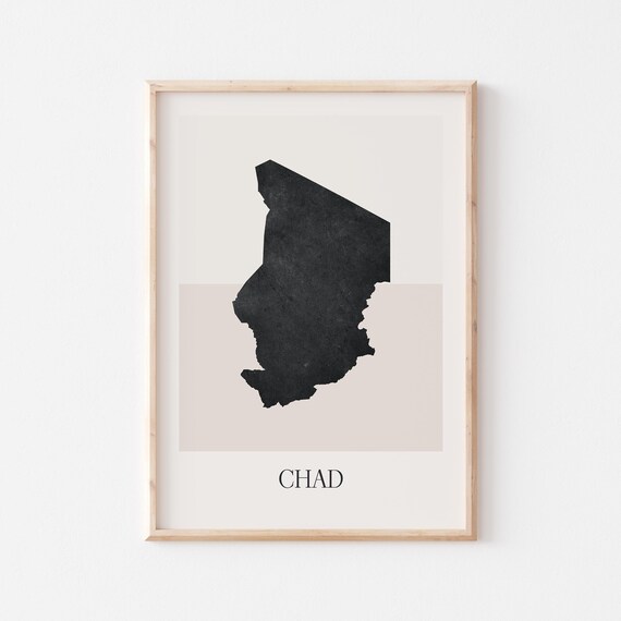 Chad Africa Country Map Silhouette Minimalist Black Art Poster for Home