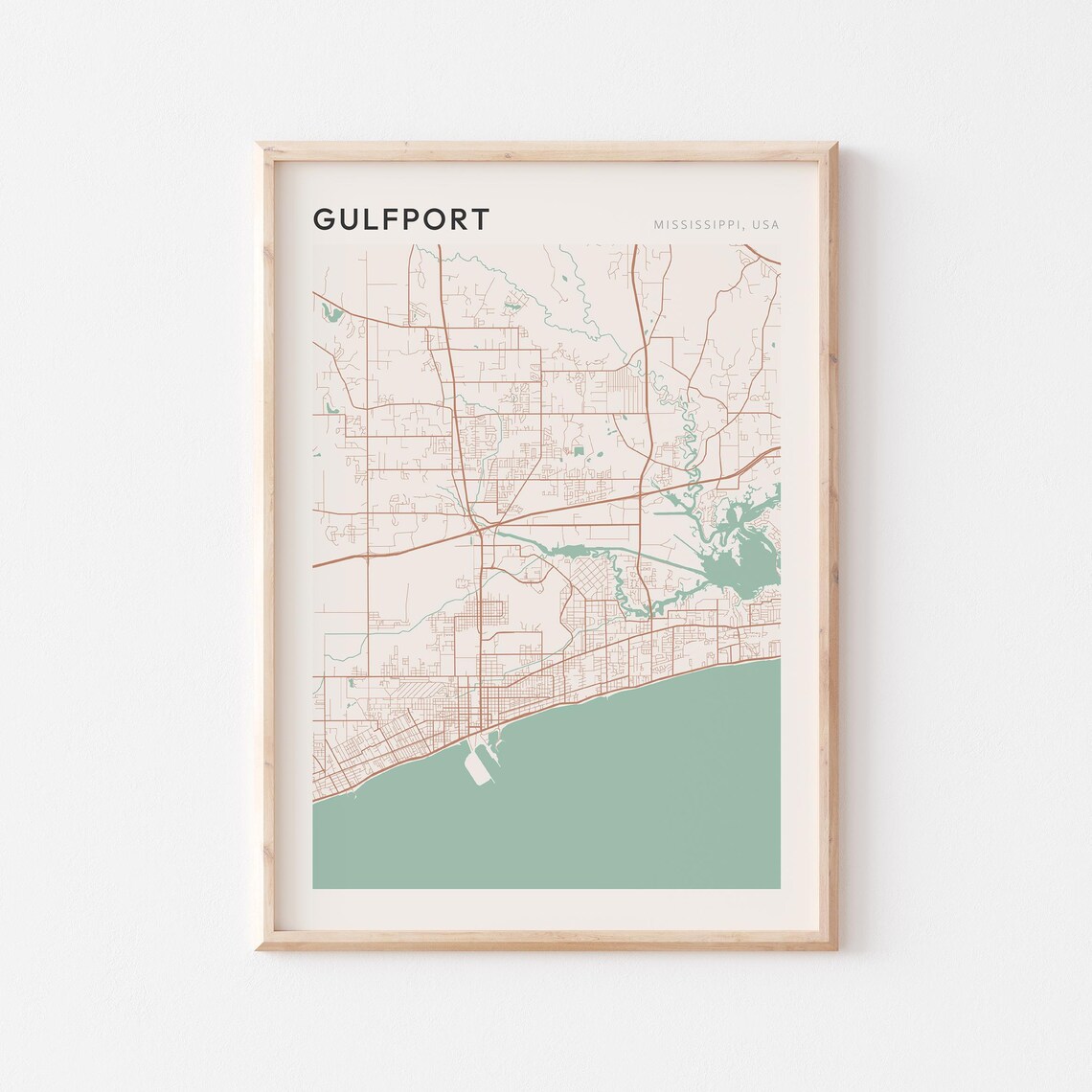 Gulfport Map Poster Gulfport Print Gulfport Poster Gulfport Wall Art Mississippi Travel Gift Minimalist Print