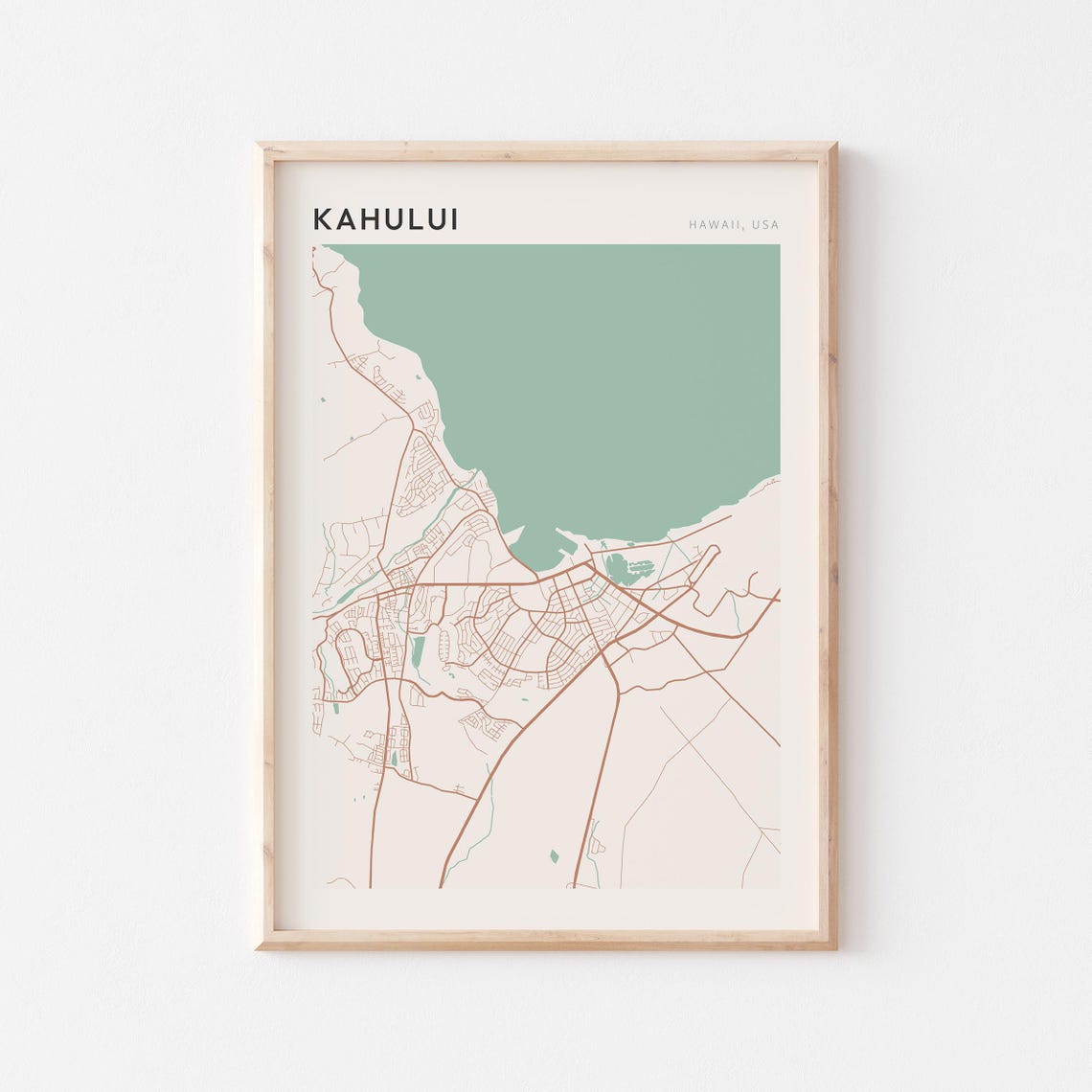Kahului Hawaii Minimalist Coastal City Map Poster Boho Wall Decor
