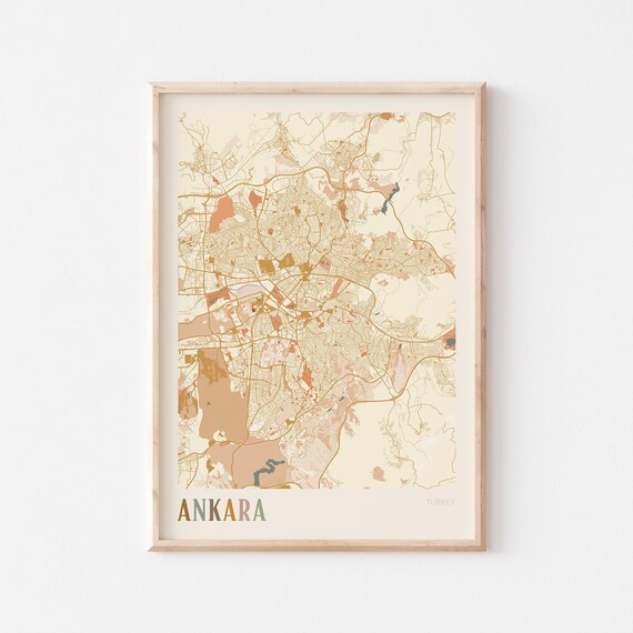 Ankara Map Poster Print Wall Art Turkey Travel Gift Boho
