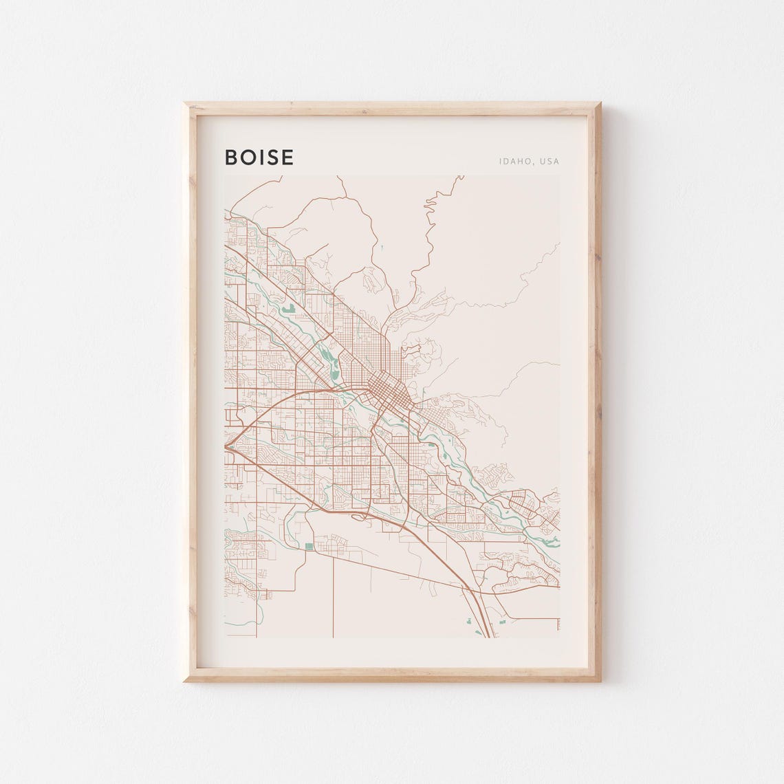 Boise Idaho Minimalist Terracotta Street Line Art Map Poster