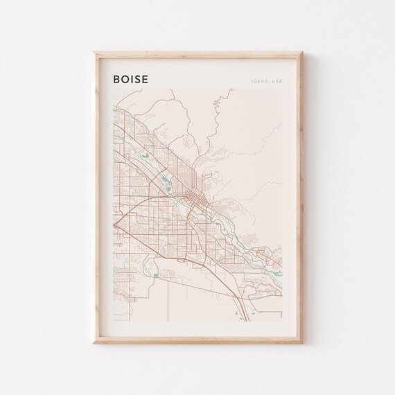 Boise Idaho Minimalist Terracotta Street Line Art Map Poster