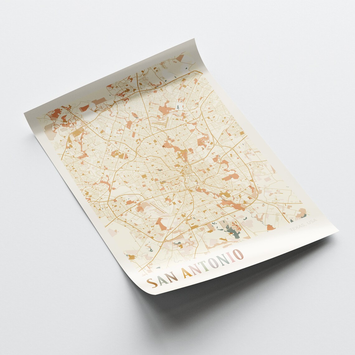 San Antonio Texas Retro City Map Poster Alamo City Street Grid Art - Image 2