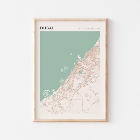 Dubai Map Poster Print Wall Art United Arab Emirates Travel Gift Scandi